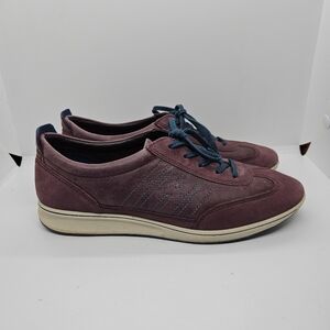 Ecco purple nubuck leather sneakers with navy laces size 37